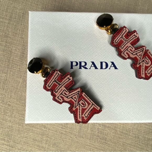 Rare Prada Saffiano Heart Earrings - Picture 3 of 6